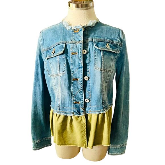 Pilcro & Letterpress Ruffle Denim Jean Jacket Size Small - Picture 2 of 10